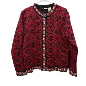 L.L. Bean Red and Black Knit Sweater